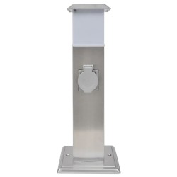 Pilier de prise de jardin avec lampe Acier inoxydable 