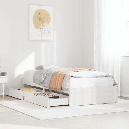 Cadre de lit sans matelas blanc 90x200 cm bois de pin massif 
