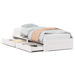 Cadre de lit sans matelas blanc 90x200 cm bois de pin massif 