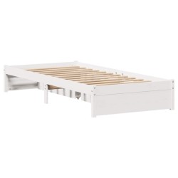 Cadre de lit sans matelas blanc 90x200 cm bois de pin massif 