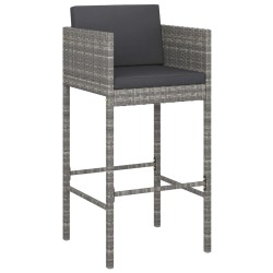 Tabourets de bar lot de 2 avec coussins gris résine tressée 