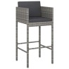 Tabourets de bar lot de 2 avec coussins gris résine tressée 