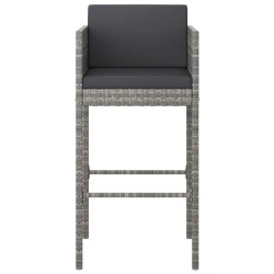 Tabourets de bar lot de 2 avec coussins gris résine tressée 