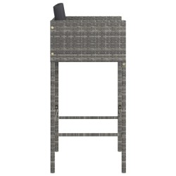 Tabourets de bar lot de 2 avec coussins gris résine tressée 
