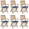 Chaises pliables de jardin lot de 6 avec coussins Bois d'acacia 