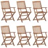 Chaises pliables de jardin lot de 6 avec coussins Bois d'acacia 