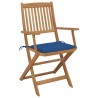 Chaises pliables de jardin lot de 6 avec coussins Bois d'acacia 