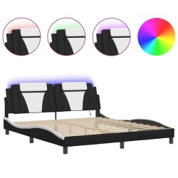 Cadre de lit avec LED sans matelas noir et blanc 180x200 cm 