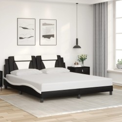 Cadre de lit avec LED sans matelas noir et blanc 180x200 cm 