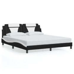 Cadre de lit avec LED sans matelas noir et blanc 180x200 cm 
