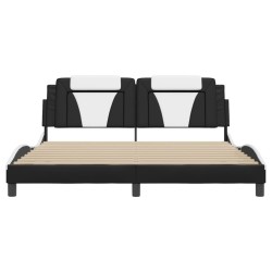 Cadre de lit avec LED sans matelas noir et blanc 180x200 cm 