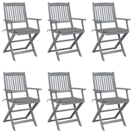 Chaises pliables d'extérieur lot de 6 et coussins Bois d'acacia 