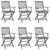 Chaises pliables d'extérieur lot de 6 et coussins Bois d'acacia 