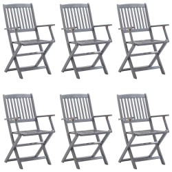 Chaises pliables d'extérieur lot de 6 et coussins Bois d'acacia 