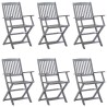 Chaises pliables d'extérieur lot de 6 et coussins Bois d'acacia 