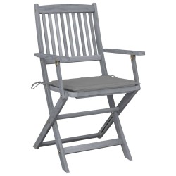 Chaises pliables d'extérieur lot de 6 et coussins Bois d'acacia 