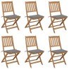 Chaises pliables de jardin lot de 6 avec coussins Bois d'acacia 