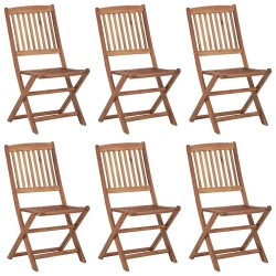 Chaises pliables de jardin lot de 6 avec coussins Bois d'acacia 