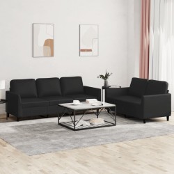 Ensemble de canapés 2 pcs avec coussins Noir Similicuir 