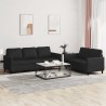 Ensemble de canapés 2 pcs avec coussins Noir Similicuir 