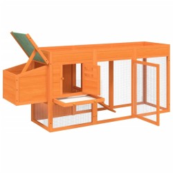 Poulailler marron 204x50x84 cm bois massif de pin 