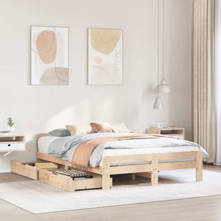 Cadre de lit sans matelas 150x200 cm bois de pin massif 