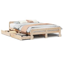 Cadre de lit sans matelas 150x200 cm bois de pin massif 