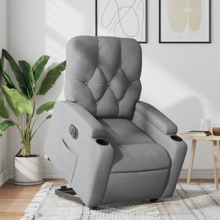 Fauteuil inclinable électrique gris clair tissu 