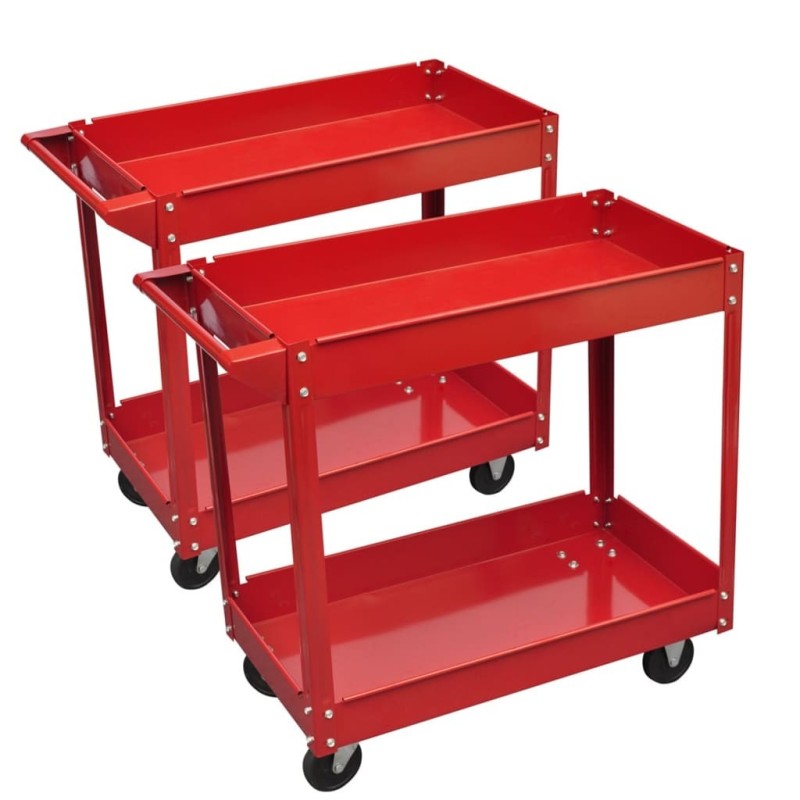 Chariots à outils pour atelier 2 pcs 100 kg 2 étagères 