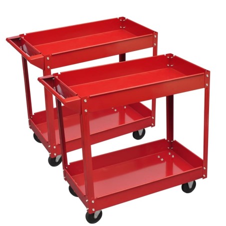Chariots à outils pour atelier 2 pcs 100 kg 2 étagères 