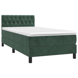 Sommier à lattes de lit avec matelas LED Vert foncé 100x200 cm 