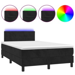 Sommier à lattes de lit avec matelas et LED Noir 120x200 cm 