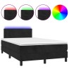 Sommier à lattes de lit avec matelas et LED Noir 120x200 cm 