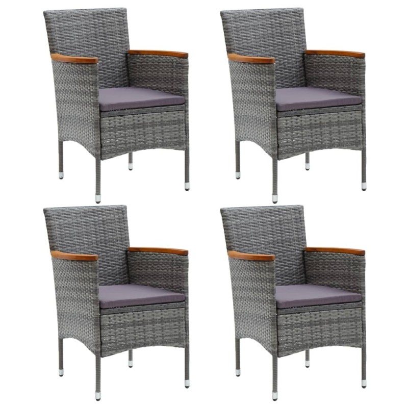Chaises à manger de jardin lot de 4 Résine tressée Gris 