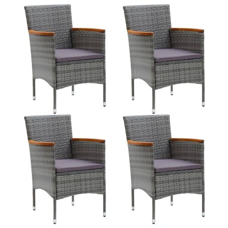Chaises à manger de jardin lot de 4 Résine tressée Gris 
