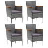 Chaises à manger de jardin lot de 4 Résine tressée Gris 