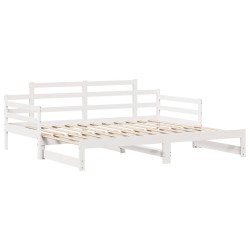 Lit de jour avec gigogne et tiroirs sans matelas blanc 90x190cm 