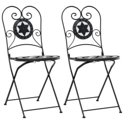 Chaises de bistro pliables lot de 2 noir et blanc céramique 