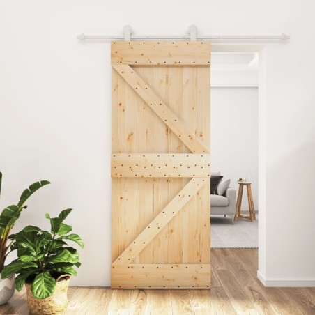 Porte coulissante et kit de quincaillerie 85x210 cm pin massif 