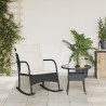 Chaise à bascule de jardin avec coussins noir résine tressée 