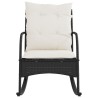 Chaise à bascule de jardin avec coussins noir résine tressée 