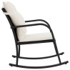 Chaise à bascule de jardin avec coussins noir résine tressée 