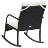 Chaise à bascule de jardin avec coussins noir résine tressée 