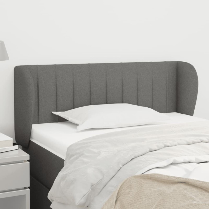 Tête de lit avec oreilles Gris foncé 83x23x78/88 cm Tissu Tête de lit avec oreilles Gris foncé 83x23x78/88 cm Tissu