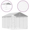 Chenil d'extérieur pour chiens avec toit argenté 3x4,5x2,5 m 
