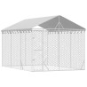Chenil d'extérieur pour chiens avec toit argenté 3x4,5x2,5 m 