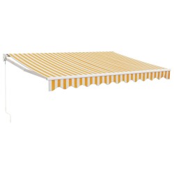 Auvent rétractable jaune et blanc 3,5x2,5 m tissu et aluminium 