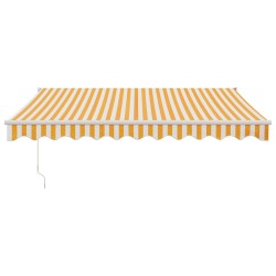Auvent rétractable jaune et blanc 3,5x2,5 m tissu et aluminium 