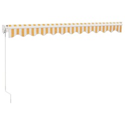 Auvent rétractable jaune et blanc 3,5x2,5 m tissu et aluminium 
