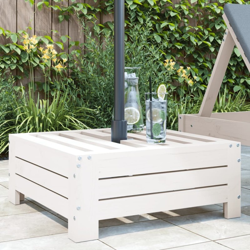Couvercle de base de parasol blanc bois massif de pin 